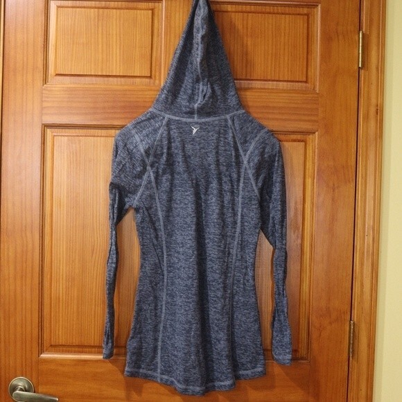 Old Navy Active Blue Gray Heathered Long Sleeve Semi-Fitted Top Medium - Picture 5 of 10